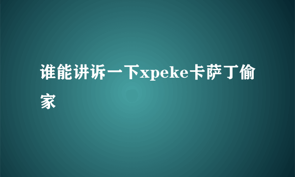 谁能讲诉一下xpeke卡萨丁偷家