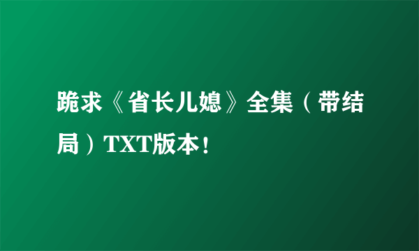 跪求《省长儿媳》全集（带结局）TXT版本！