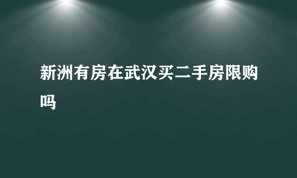 新洲有房在武汉买二手房限购吗