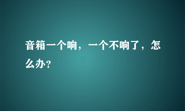 音箱一个响，一个不响了，怎么办？