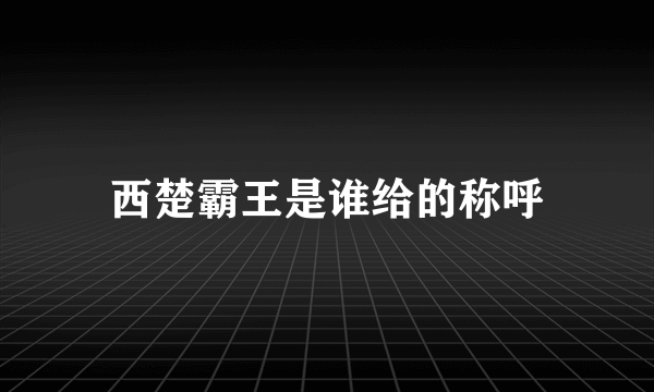 西楚霸王是谁给的称呼