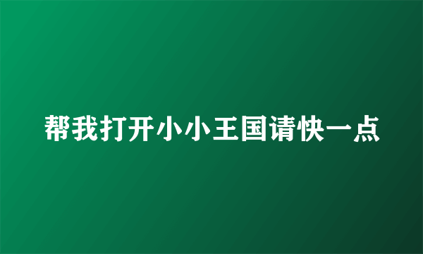 帮我打开小小王国请快一点