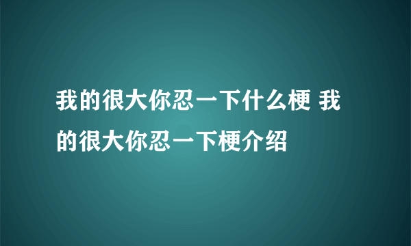 我的很大你忍一下什么梗 我的很大你忍一下梗介绍