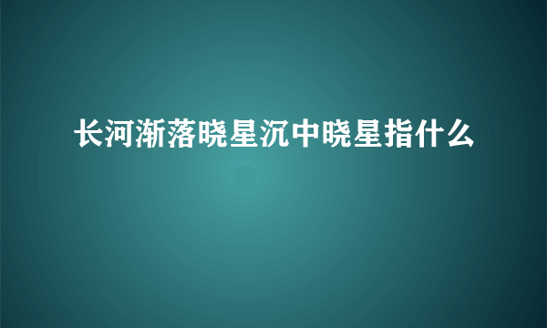 长河渐落晓星沉中晓星指什么