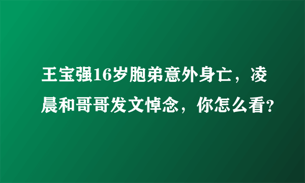 王宝强16岁胞弟意外身亡，凌晨和哥哥发文悼念，你怎么看？