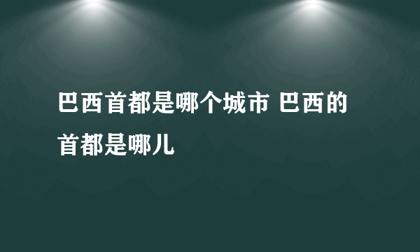 巴西首都是哪个城市 巴西的首都是哪儿