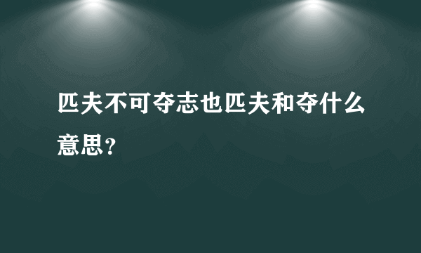 匹夫不可夺志也匹夫和夺什么意思？