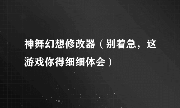 神舞幻想修改器（别着急，这游戏你得细细体会）