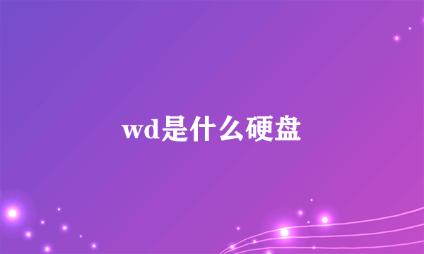 wd是什么硬盘