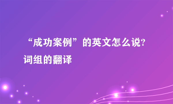 “成功案例”的英文怎么说?词组的翻译