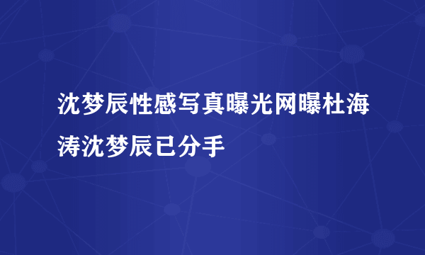 沈梦辰性感写真曝光网曝杜海涛沈梦辰已分手