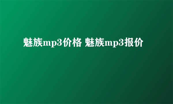 魅族mp3价格 魅族mp3报价