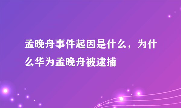 孟晚舟事件起因是什么，为什么华为孟晚舟被逮捕