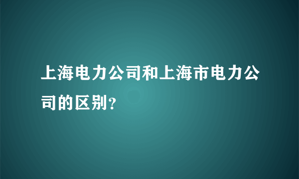 上海电力公司和上海市电力公司的区别？