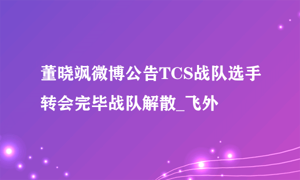 董晓飒微博公告TCS战队选手转会完毕战队解散_飞外