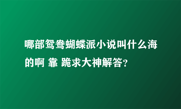 哪部鸳鸯蝴蝶派小说叫什么海的啊 靠 跪求大神解答？