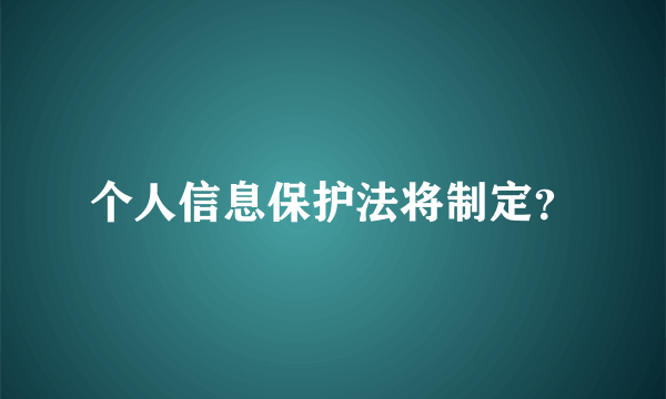 个人信息保护法将制定？