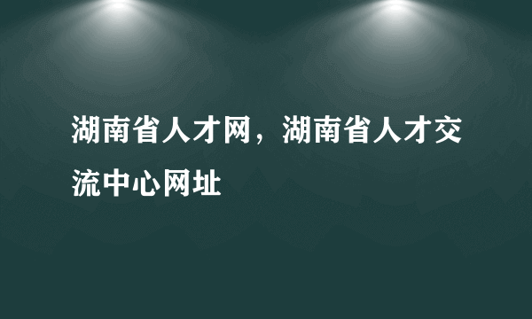 湖南省人才网，湖南省人才交流中心网址