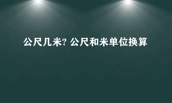 公尺几米? 公尺和米单位换算