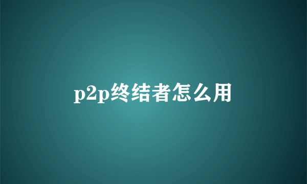 p2p终结者怎么用