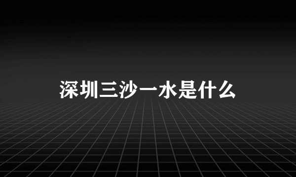 深圳三沙一水是什么