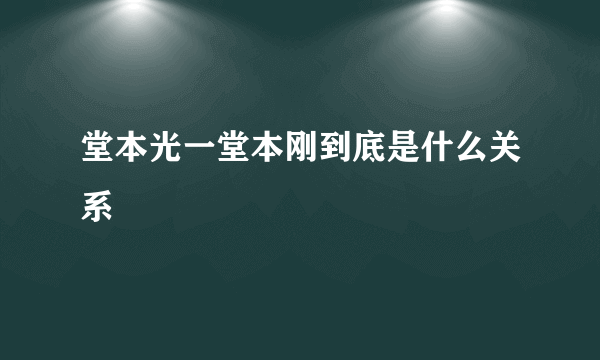 堂本光一堂本刚到底是什么关系