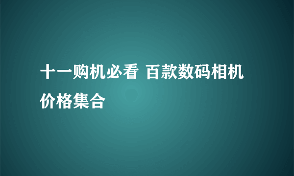 十一购机必看 百款数码相机价格集合