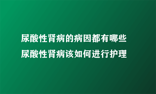 尿酸性肾病的病因都有哪些 尿酸性肾病该如何进行护理