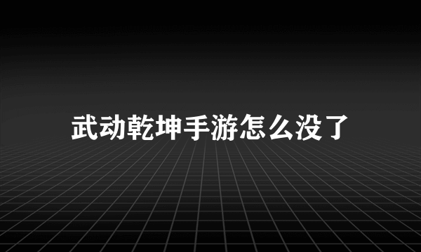 武动乾坤手游怎么没了