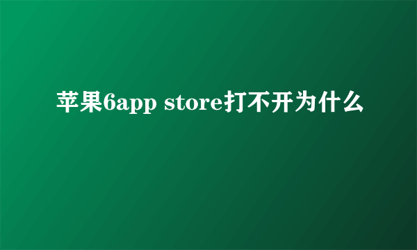 苹果6app store打不开为什么