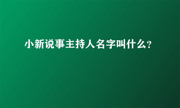 小新说事主持人名字叫什么？