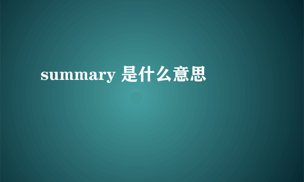 summary 是什么意思