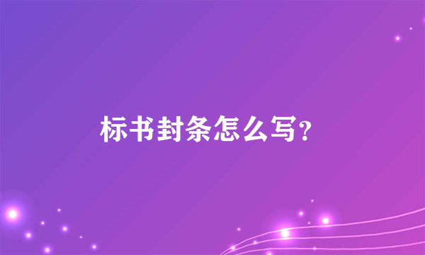 标书封条怎么写？