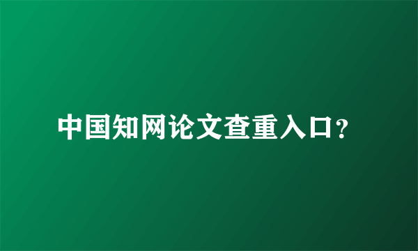 中国知网论文查重入口？