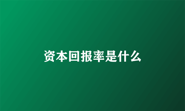 资本回报率是什么