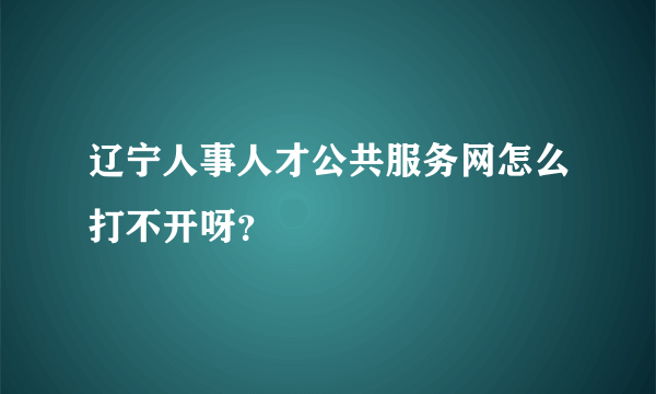 辽宁人事人才公共服务网怎么打不开呀？