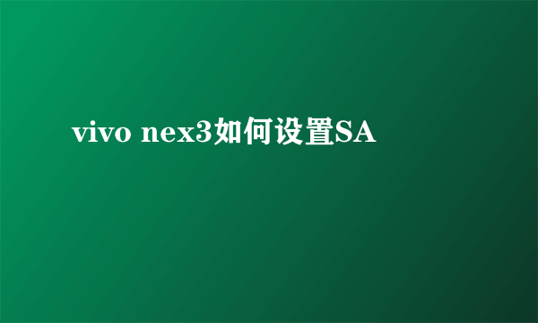 vivo nex3如何设置SA