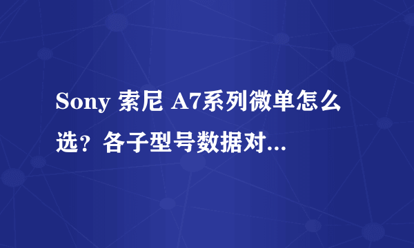 Sony 索尼 A7系列微单怎么选？各子型号数据对比与取舍