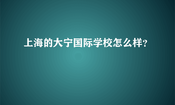 上海的大宁国际学校怎么样？