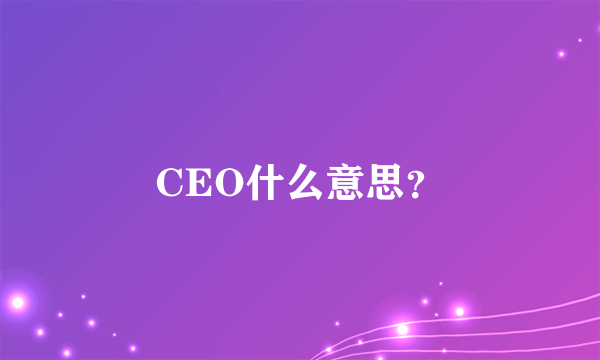 CEO什么意思？