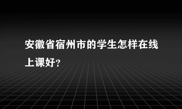 安徽省宿州市的学生怎样在线上课好？