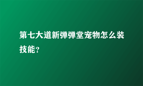 第七大道新弹弹堂宠物怎么装技能？