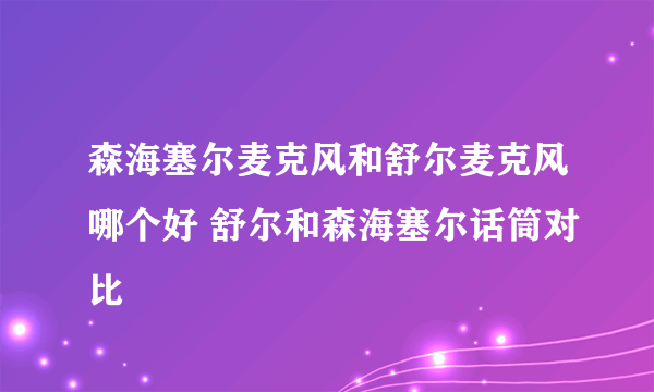 森海塞尔麦克风和舒尔麦克风哪个好 舒尔和森海塞尔话筒对比