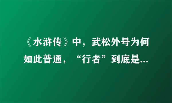 《水浒传》中，武松外号为何如此普通，“行者”到底是怎么来的？