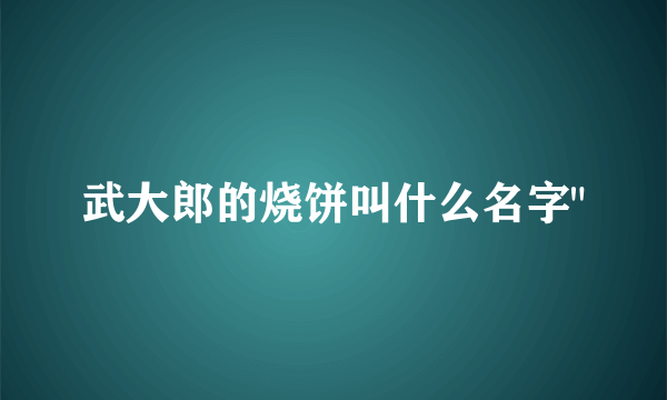 武大郎的烧饼叫什么名字