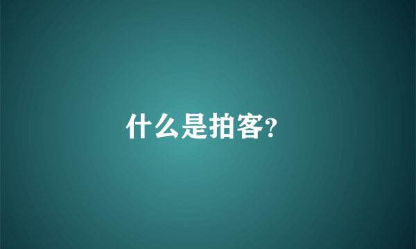 什么是拍客？