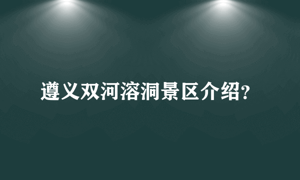 遵义双河溶洞景区介绍？