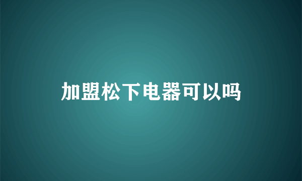 加盟松下电器可以吗