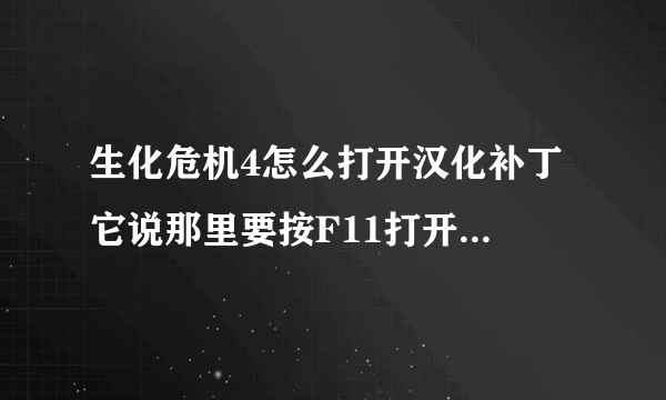 生化危机4怎么打开汉化补丁 它说那里要按F11打开/关闭汉化补丁 但我进了游戏就是按了就不见汉化