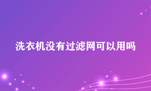 洗衣机没有过滤网可以用吗